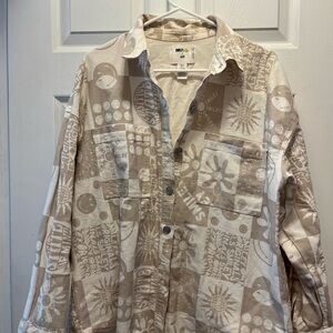 H&M Cream Graphic Button-Up Shirt